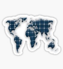 Map of the world with photovoltaic solar panels. Sticker