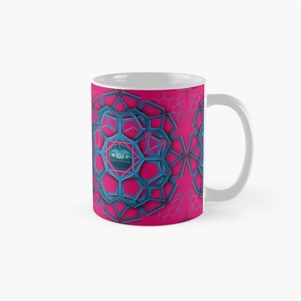 Aperçu de l'œuvre Sebliminal - Hexagones psychédéliques LSD en rose vif et bleu créée et vendue par PsyStudioShop.