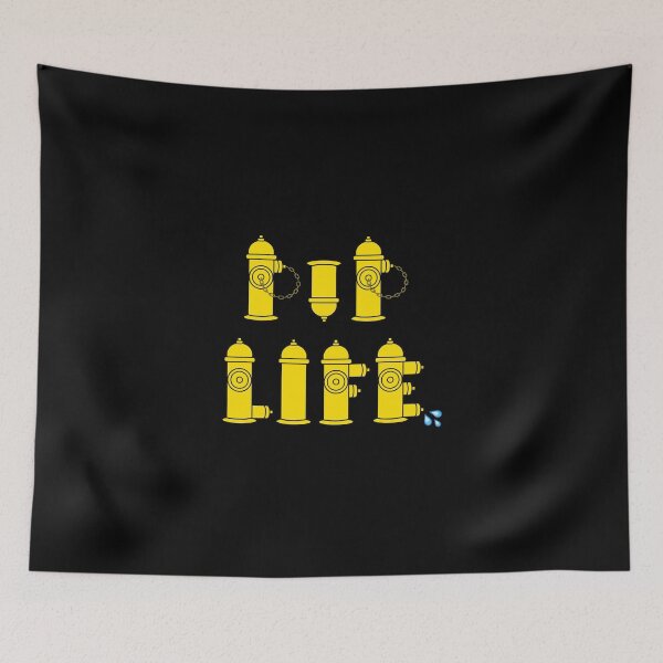 Item preview, Pup Life - Yellow Fire Hydrants on Black Background designed and sold by geareduppup.