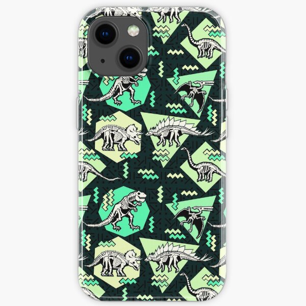 Neon Skeleton Dinosaur Pattern iPhone Soft Case