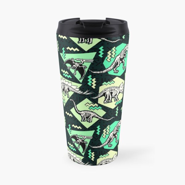 Neon Skeleton Dinosaur Pattern Travel Mug
