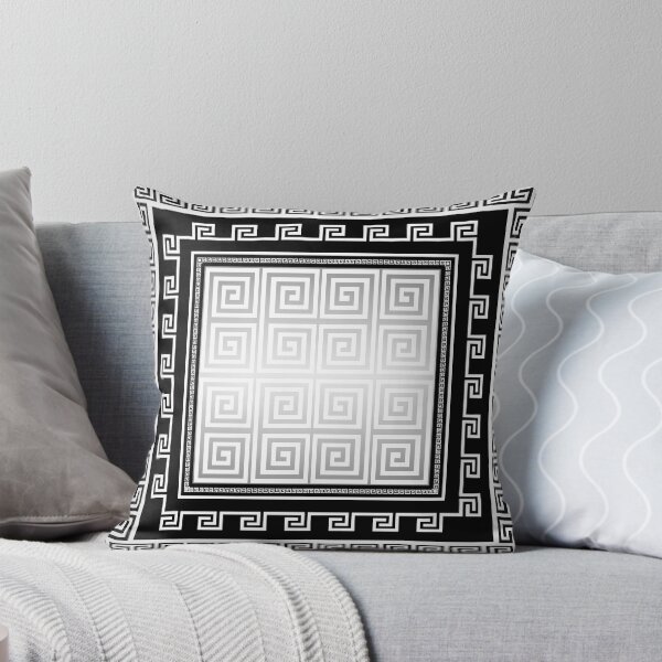 Item preview, Greek Keys Black White Silver Gray  designed and sold by Yiorgos Designs.