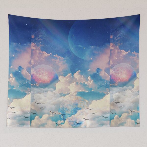 Item preview, Aesthetics, sky, space, clouds, blue, romantic, surrealism, cute, planets designed and sold by Sersery.