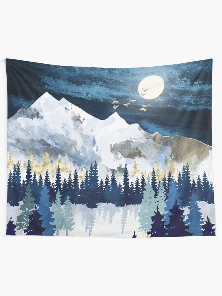 Alternate view of Moonlit Snow Tapestry