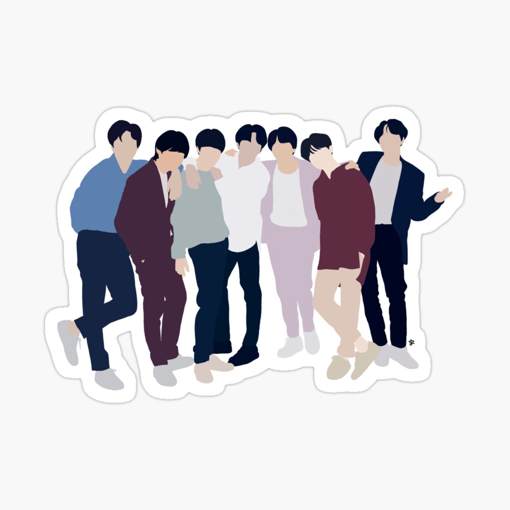 Cartoon BTS (방탄소년단 ) Group Photo 