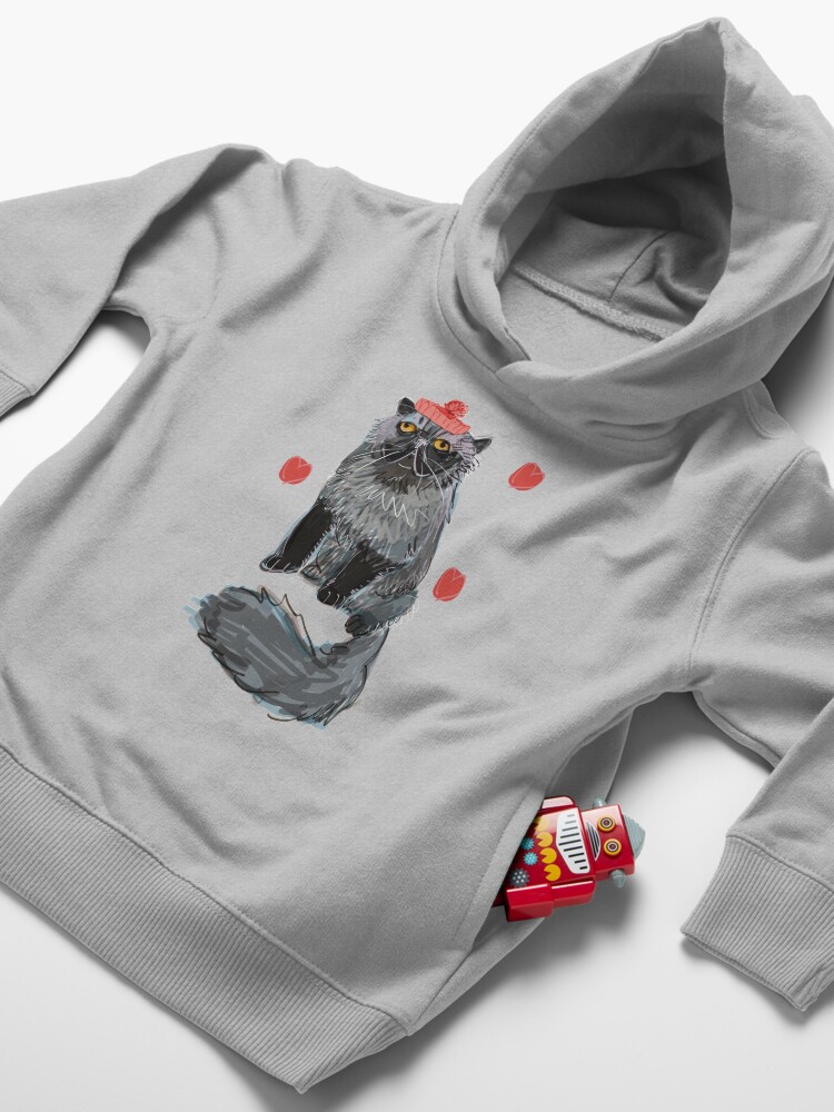 Alternate view of Freddy-Cat pattern in EggPlant color Toddler Pullover Hoodie