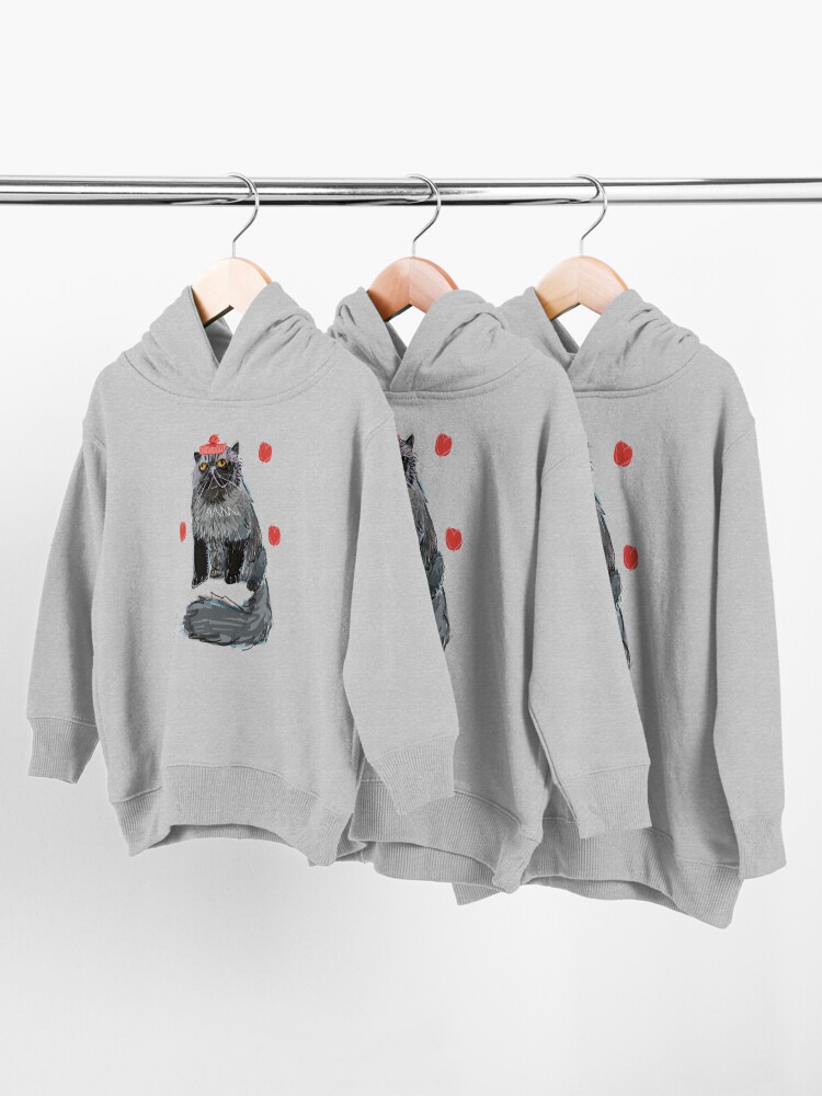 Alternate view of Freddy-Cat pattern in EggPlant color Toddler Pullover Hoodie