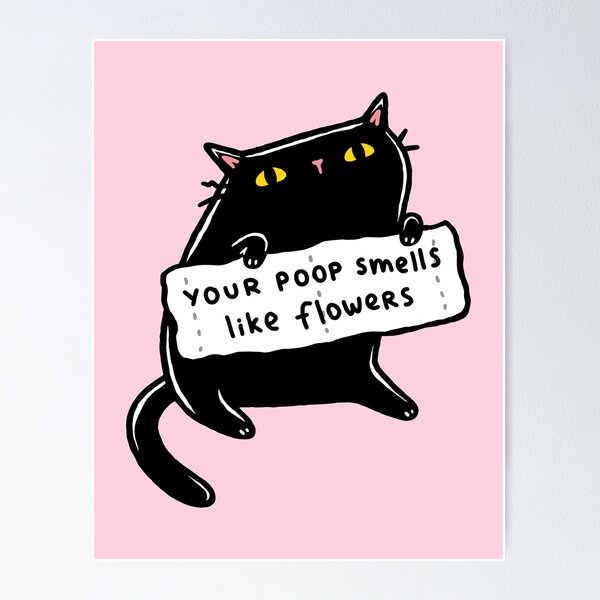 Item preview, Cute Black Cat With Placard Made Of Toilet Paper Saying "Your Poop Smells Like Flowers" designed and sold by LydiaLyd.