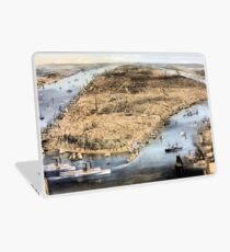 Vinilo para portátil Nueva York Vintage Vista aérea restaurada 1856