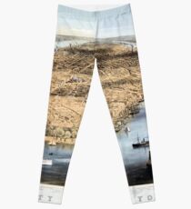 Legging Nueva York Vintage Vista aérea restaurada 1856
