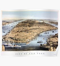 Póster Nueva York Vintage Vista aérea restaurada 1856