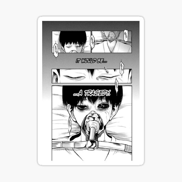 It Would Be A Tragedy Ken Kaneki Tokyo Ghoul Manga Panel Sticker By Aryryki Art Redbubble