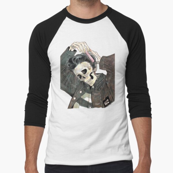 Baseball Face Skeleton Skull Baseball Sleeve Shirt