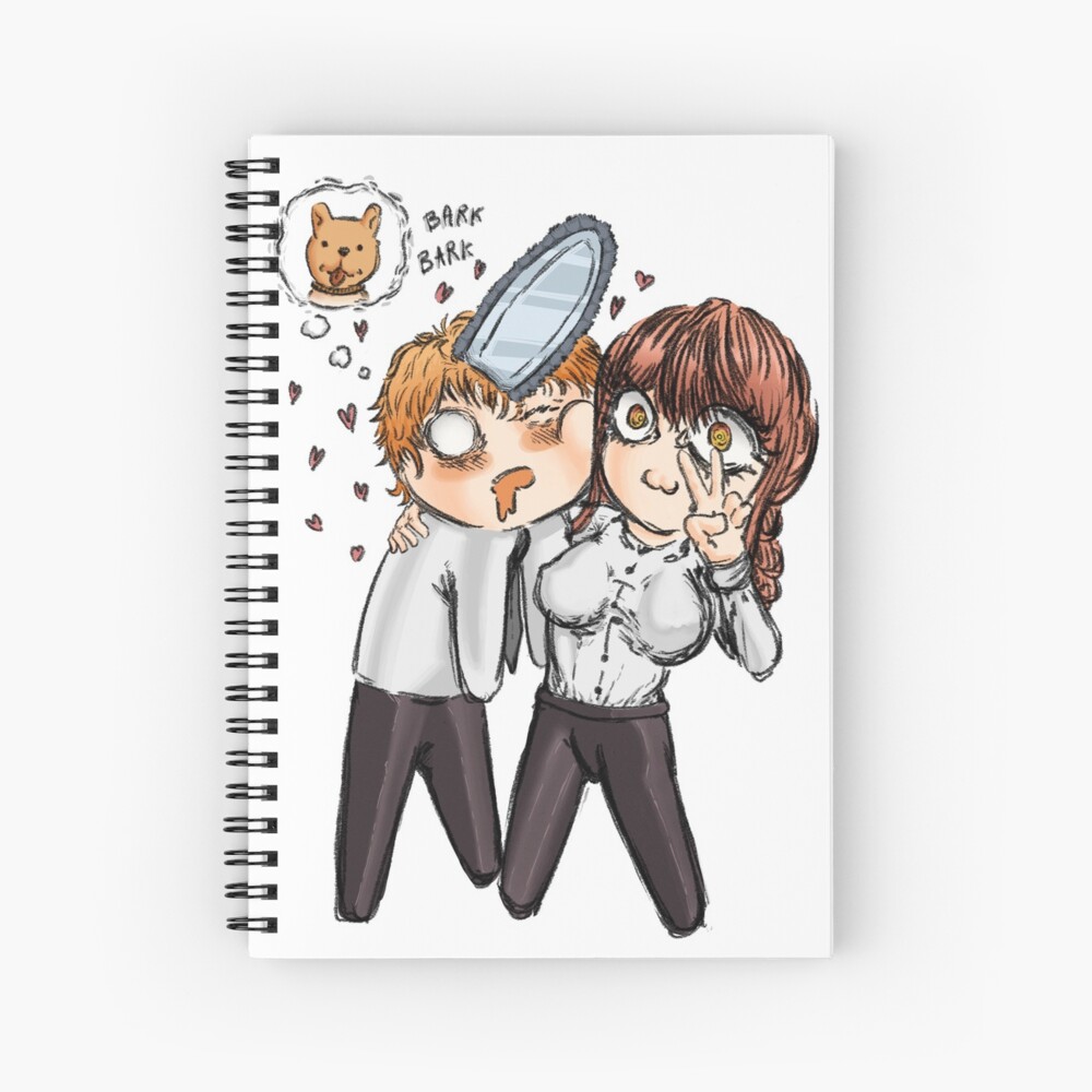 "Bark Bark, Makima and Denji Chainsaw man" Spiral Notebook by