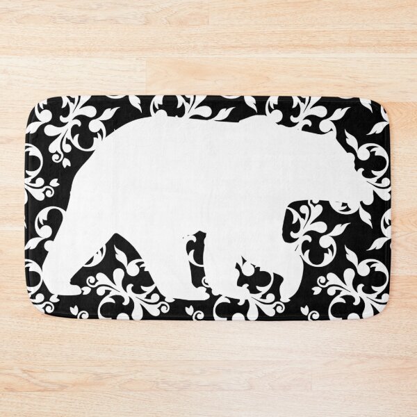 Item preview, White & Black Bear Silhouette with Flower Background designed and sold by MamaSweetea.