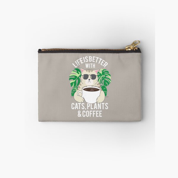 Item preview, cat with coffee and plants designed and sold by tegustaloco.