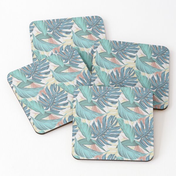 Item preview, Tropical Vibe Leafy Pattern Design in Muted Blues and Greens designed and sold by JulieSouster.