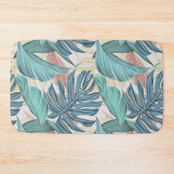 Item preview, Tropical Vibe Leafy Pattern Design in Muted Blues and Greens designed and sold by JulieSouster.