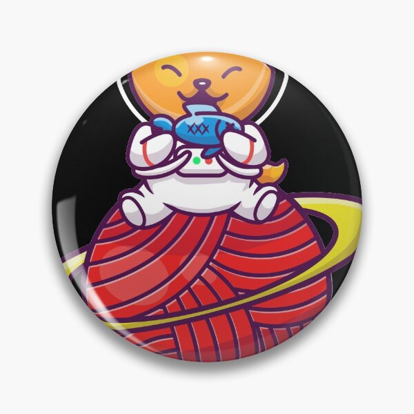 Item preview, Cute Cat Sitting On Planet with fish designed and sold by Red_Stickers.