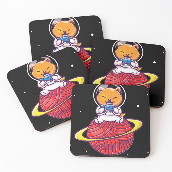 Item preview, Cute Cat Sitting On Planet with fish designed and sold by Red_Stickers.