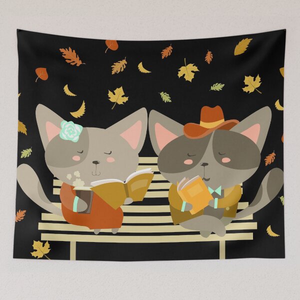 Item preview, Couple of cats reading books designed and sold by Red_Stickers.