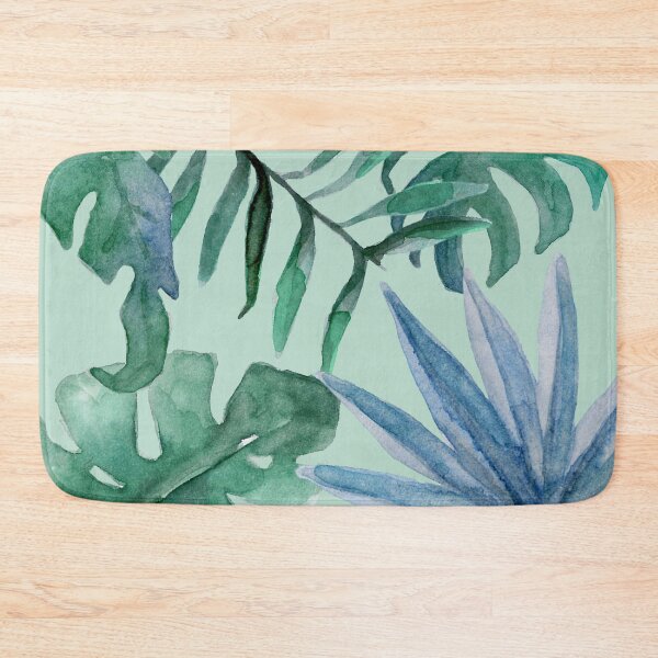 Item preview, Tropical Vibe Leafy Pattern in Blues and Teals designed and sold by JulieSouster.