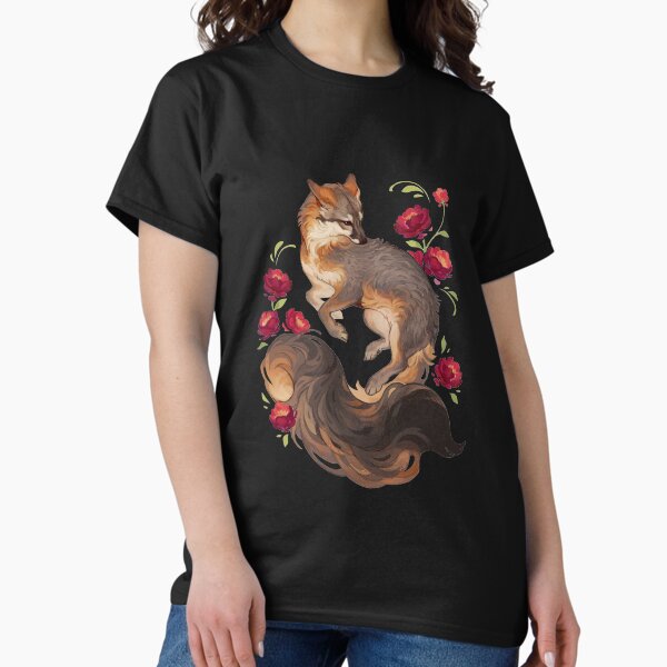 Item preview, Grey fox with red flowers  designed and sold by Giulialibard.