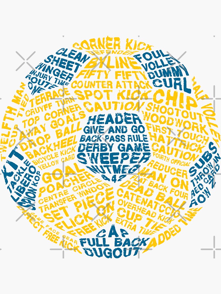 "Football Typography, Soccer Word Art" Sticker by gamefacegear Redbubble