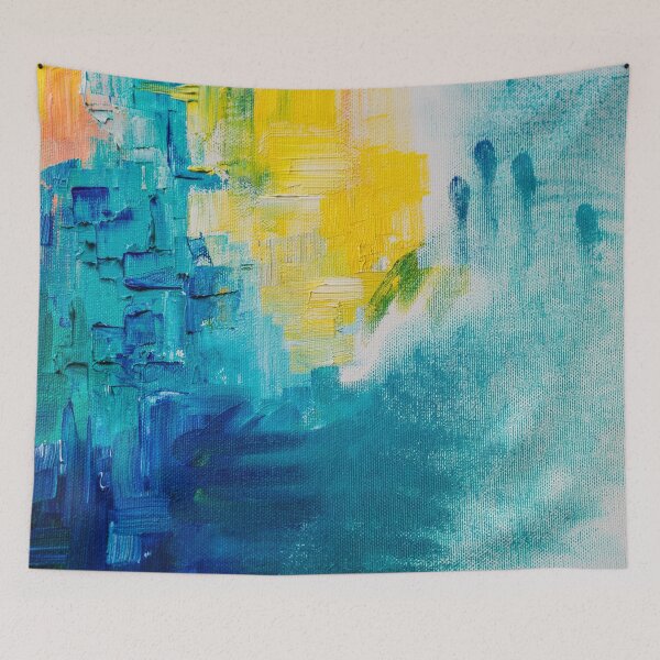 Item preview, Abstract geometric blue and yellow designed and sold by Moon-Light-Art.