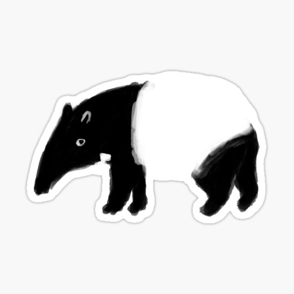Vista previa del artículo con la obra «Ilustración de pintura de tapir malayo», diseñado y vendido por MUSHROOMsEYE.