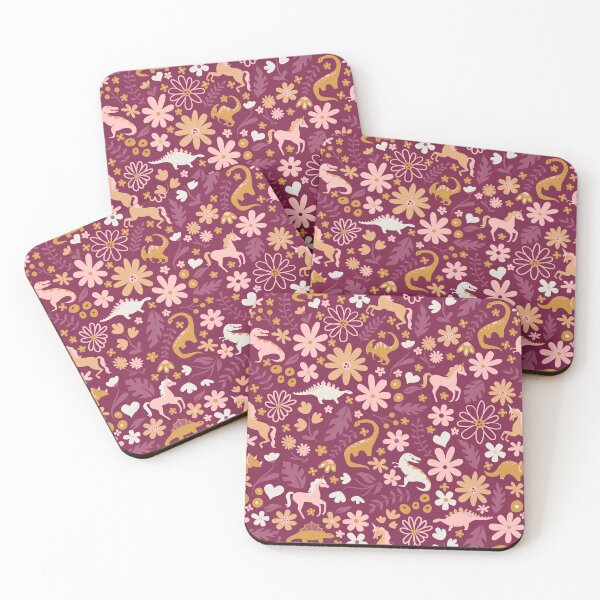 Item preview, Dinosaurs + Unicorns on Burgundy designed and sold by latheandquill.