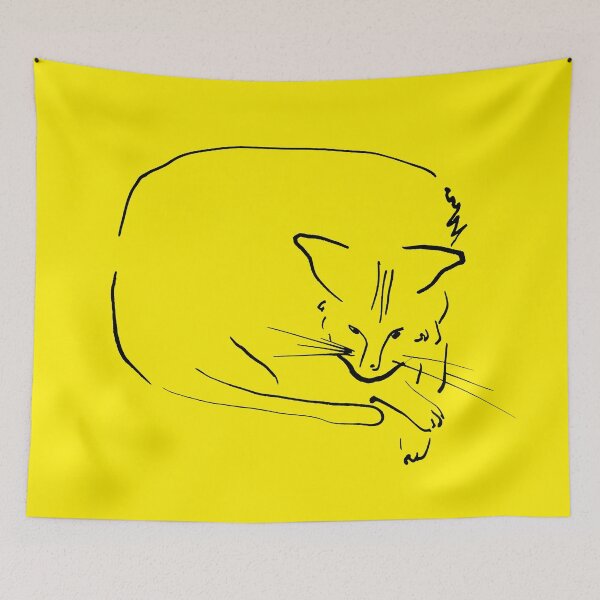 Item preview, Relaxing Cat on Yellow "Paper Drawings/Painting" designed and sold by Istvan Ocztos.