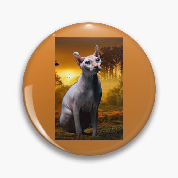 Item preview, Cat - Sphynx cat portrait in a prehistoric fantasy landscape  designed and sold by utopianpioneer.
