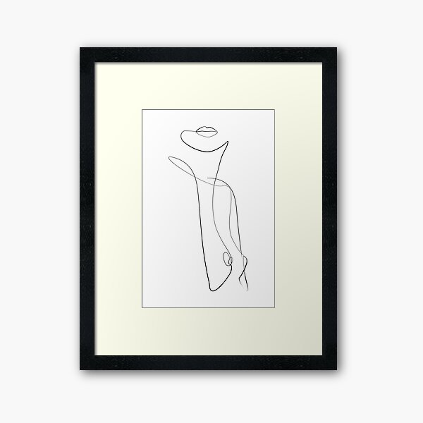 One Line Abstract Female Torso Framed Art Print