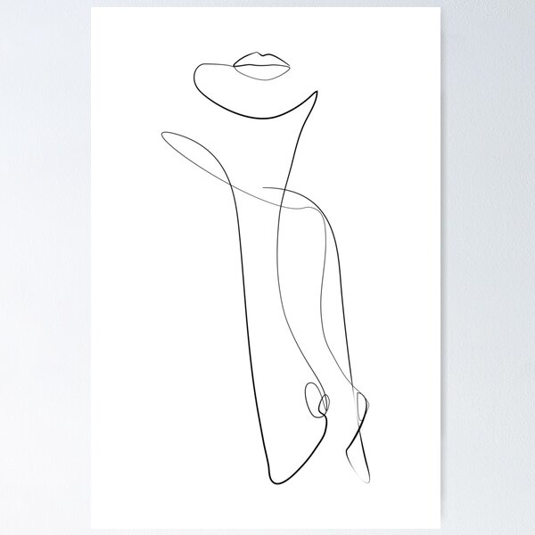 Abstract Boob One Line Drawing Minimalist Breast Wall Art Poster