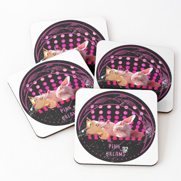 Item preview, Cat- Sleeping portrait of a hairless or sphynx cat dreaming in pink designed and sold by utopianpioneer.