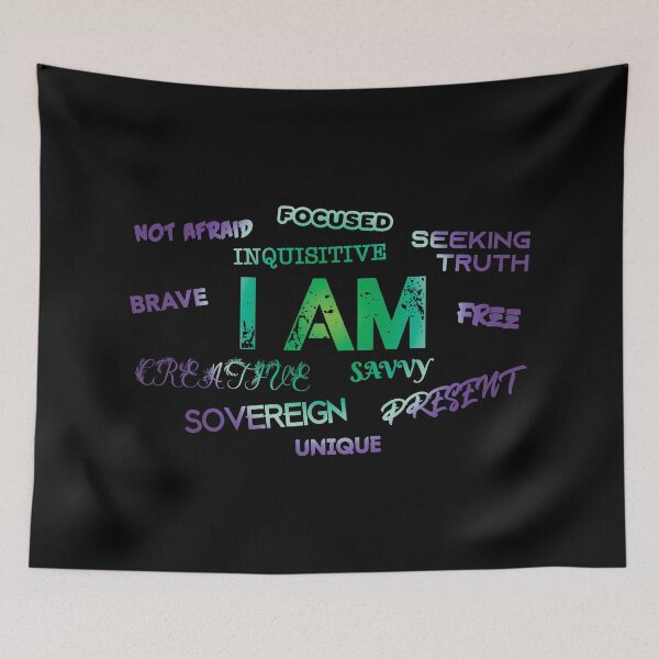 Item preview, I AM - Free, Creative, Sovereign, Focused, Brave - Amethyst Emerald Ombre designed and sold by SavvySapien.