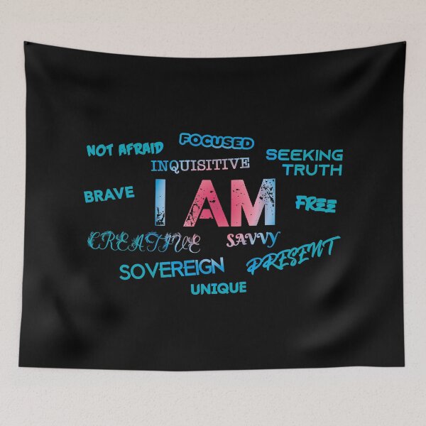 Item preview, I AM - Free, Creative, Sovereign, Focused, Brave - Burgundy Blue  designed and sold by SavvySapien.