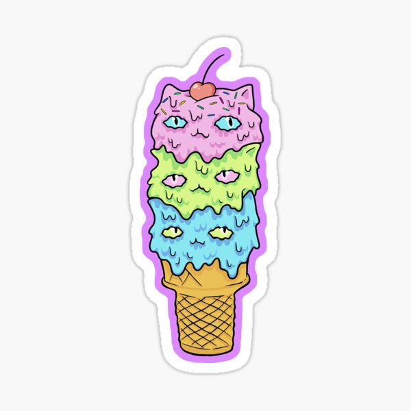 Cute Melted Ice-cream Kitties Sticker