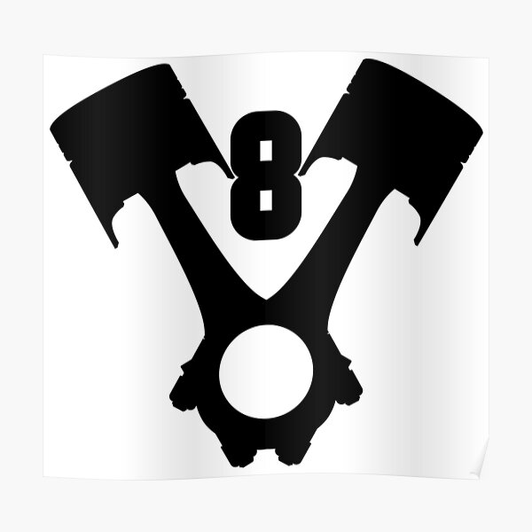 Car, Truck Engine piston cylinders with connecting rod, V8 V 8 V-8 stands for engine with 8 cylinders .  Poster
