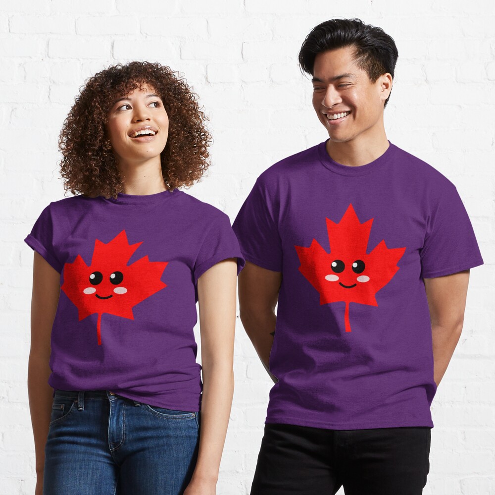 Discover Cute Kawaii Style Canadian Maple Leaf For Canada Day or Fall Season Classic T-Shirt
