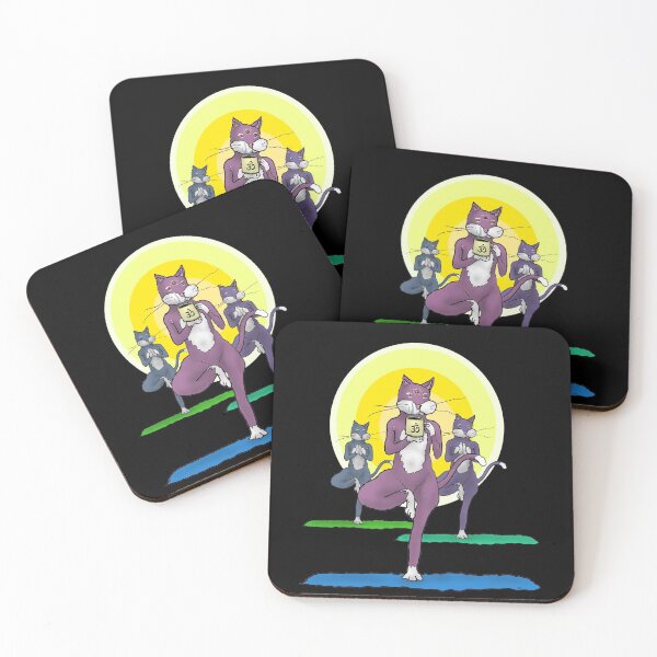 Item preview, Yoga Cats and Coffee - Tree Pose - Third Eye Open - Funny Cartoon designed and sold by davidscohen.