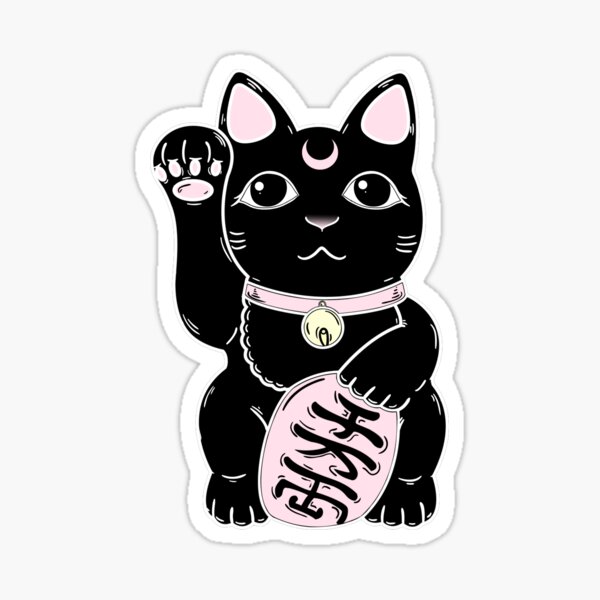 Lucky Cat Black Sticker