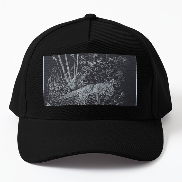 Night time Prowler_ Red Fox Baseball Cap