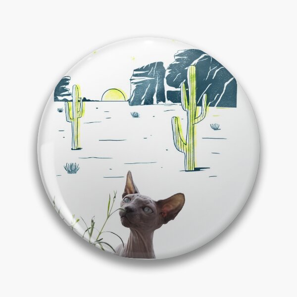 Item preview,  Sphynx or hairless cat in the desert with the saguaro cactuses designed and sold by utopianpioneer.