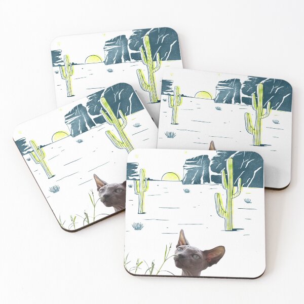 Item preview,  Sphynx or hairless cat in the desert with the saguaro cactuses designed and sold by utopianpioneer.