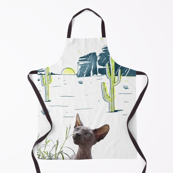 Item preview, Sphynx or hairless cat in the desert with the saguaro cactuses designed and sold by utopianpioneer.