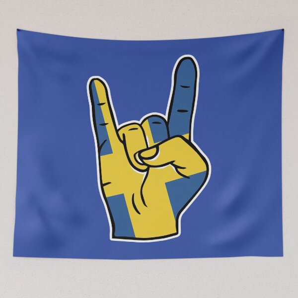 Item preview, Sweden Flag Rock On Hand designed and sold by SLAG-Creative.