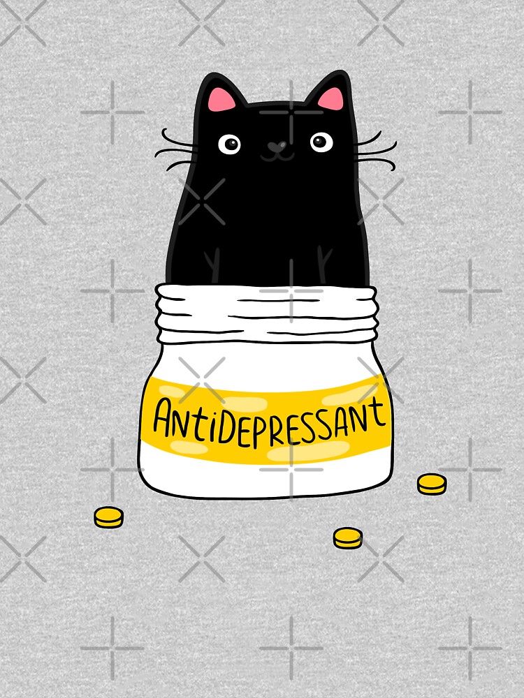 FUR ANTIDEPRESSANT . Cute black cat illustration. A gift for a pet lover. by kostolom3000