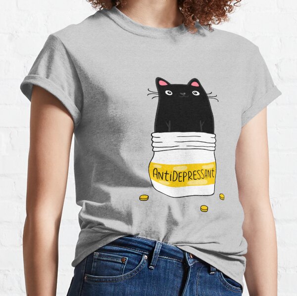 Item preview, FUR ANTIDEPRESSANT . Cute black cat illustration. A gift for a pet lover. designed and sold by kostolom3000.
